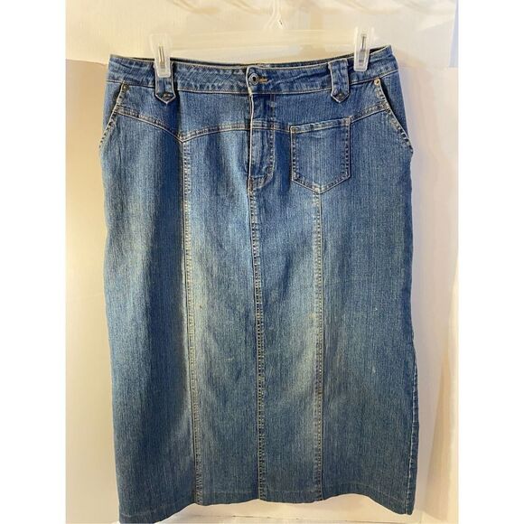Route 66 stretch blue jean denim skirt size 16 maxi 33.5” long xl - Picture 1 of 4